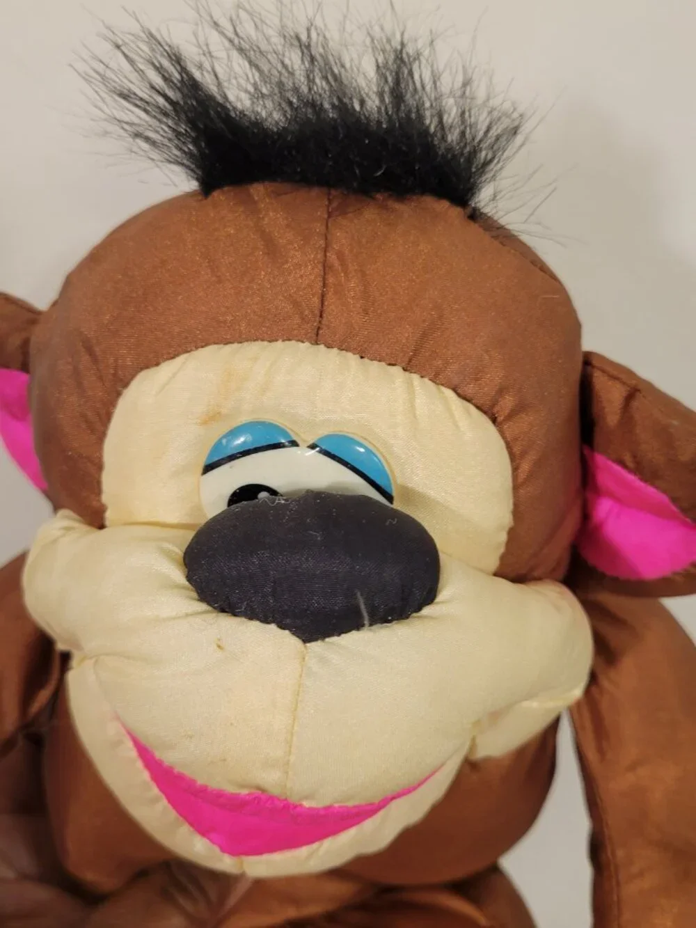 Fisher-Price 1994 Hanging Monkey Plush Brown Pink Vintage Toy
